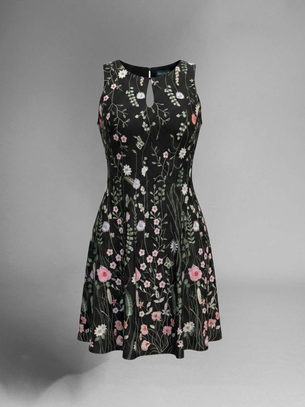 Gabby Skye Black Floral Fit & Flare Mini Dress
